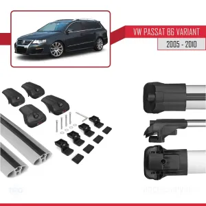 Volkswagen Passat (B6) VARIANT 2005-2010 Arası ile uyumlu ACE-1 Ara Atkı Tavan Barı GRİ thumb 5