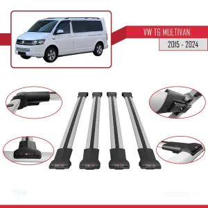 Volkswagen Multivan (T6) 2015 ve Sonrası ile uyumlu FLY Model Ara Atkı Tavan Barı GRİ 4 ADET BAR thumb 5