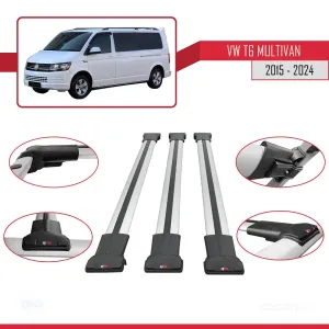 Volkswagen Multivan (T6) 2015 ve Sonrası ile uyumlu FLY Model Ara Atkı Tavan Barı GRİ 3 ADET BAR thumb 5