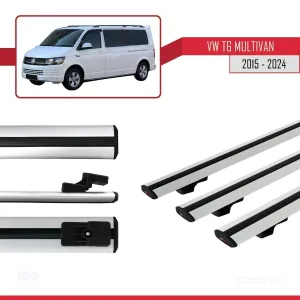 Volkswagen Multivan (T6) 2015 ve Sonrası ile uyumlu Basic Model Ara Atkı Tavan Barı GRİ 3 ADET thumb 5