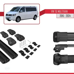 Volkswagen Multivan (T6) 2015 ve Sonrası ile uyumlu ACE-1 Ara Atkı Tavan Barı SİYAH thumb 5