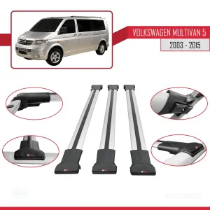 Volkswagen Multivan (T5) 2003-2015 Arası ile uyumlu FLY Model Ara Atkı Tavan Barı GRİ 3 ADET BAR thumb 5