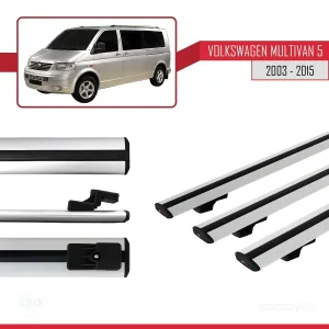 Volkswagen Multivan (T5) 2003-2015 Arası ile uyumlu Basic Model Ara Atkı Tavan Barı GRİ 3 ADET thumb 3