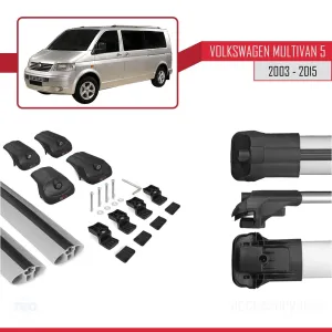 Volkswagen Multivan (T5) 2003-2015 Arası ile uyumlu ACE-1 Ara Atkı Tavan Barı GRİ thumb 5