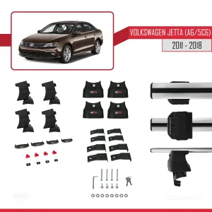 Volkswagen Jetta (A6/5C6) 2011-2018 Arası ile uyumlu ACE-4 Ara Atkı Tavan Barı GRİ thumb 4