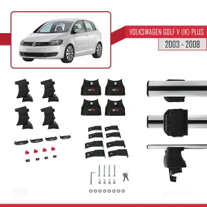 Volkswagen Golf V (1K) Plus 2003-2008 Arası ile uyumlu ACE-4 Ara Atkı Tavan Barı GRİ thumb 4