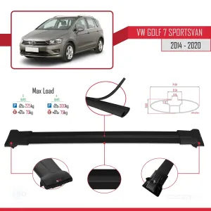 Volkswagen Golf 7 SPORTSVAN 2014-2020 Arası ile Uyumlu FLY Model Ara Atkı Tavan Barı SİYAH 3 ADET BAR thumb 4