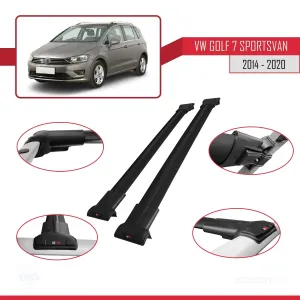 Volkswagen Golf 7 SPORTSVAN 2014-2020 Arası ile uyumlu FLY Model Ara Atkı Tavan Barı SİYAH thumb 5