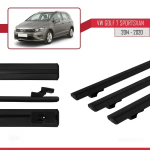 Volkswagen Golf 7 SPORTSVAN 2014-2020 Arası ile uyumlu Basic Model Ara Atkı Tavan Barı SİYAH 3 ADET thumb 3