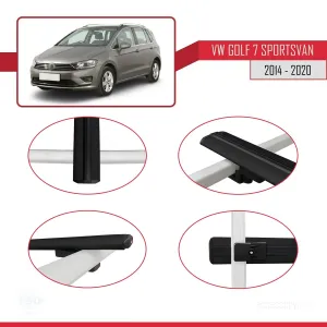 Volkswagen Golf 7 SPORTSVAN 2014-2020 Arası ile uyumlu Basic Model Ara Atkı Tavan Barı SİYAH 3 ADET thumb 4