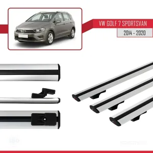 Volkswagen Golf 7 SPORTSVAN 2014-2020 Arası ile uyumlu Basic Model Ara Atkı Tavan Barı GRİ 3 ADET thumb 3