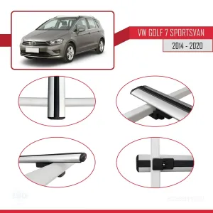 Volkswagen Golf 7 SPORTSVAN 2014-2020 Arası ile uyumlu Basic Model Ara Atkı Tavan Barı GRİ 3 ADET thumb 4