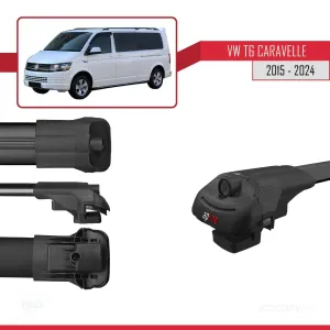 Volkswagen Caravelle (T6) 2015 ve Sonrası ile uyumlu ACE-1 Ara Atkı Tavan Barı SİYAH 4 ADET BAR thumb 5