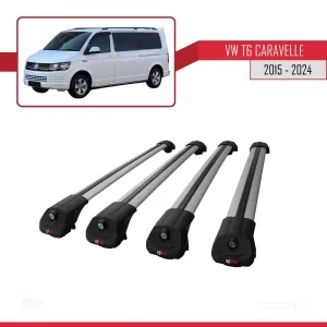 Volkswagen Caravelle (T6) 2015 ve Sonrası ile uyumlu ACE-1 Ara Atkı Tavan Barı GRİ 4 ADET BAR thumb 4