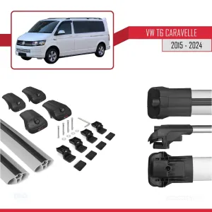 Volkswagen Caravelle (T6) 2015 ve Sonrası ile uyumlu ACE-1 Ara Atkı Tavan Barı GRİ thumb 5