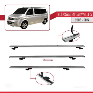 Volkswagen Caravelle (T5) 2003-2015 Arası ile uyumlu Basic Model Ara Atkı Tavan Barı GRİ 3 ADET thumb 5