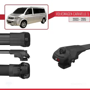 Volkswagen Caravelle (T5) 2003-2015 Arası ile uyumlu ACE-1 Ara Atkı Tavan Barı SİYAH 4 ADET BAR thumb 5