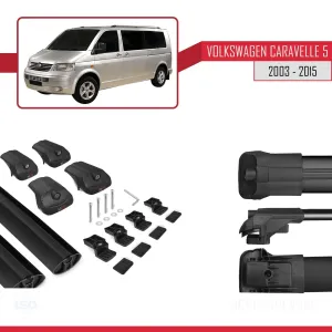 Volkswagen Caravelle (T5) 2003-2015 Arası ile uyumlu ACE-1 Ara Atkı Tavan Barı SİYAH thumb 5