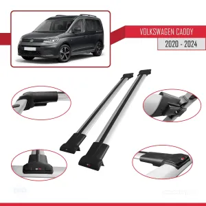 Volkswagen Caddy 2020 ve Sonrası ile Uyumlu FLY Model Ara Atkı Tavan Barı GRİ thumb 4