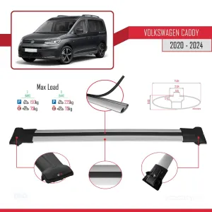 Volkswagen Caddy 2020 ve Sonrası ile Uyumlu FLY Model Ara Atkı Tavan Barı GRİ thumb 5
