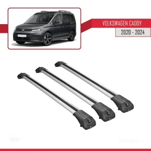 Volkswagen Caddy 2020 ve Sonrası ile uyumlu ACE-1 Ara Atkı Tavan Barı GRİ 3 ADET BAR thumb 3