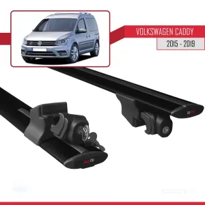 Volkswagen Caddy 2015-2019 Arası ile uyumlu HOOK Model Anahtar Kilitli Ara Atkı Tavan Barı SİYAH thumb 5