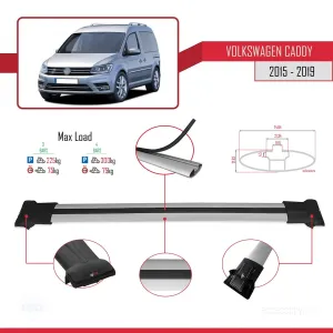 Volkswagen Caddy 2015-2019 Arası ile uyumlu FLY Model Ara Atkı Tavan Barı GRİ 4 ADET BAR thumb 4
