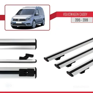 Volkswagen Caddy 2015-2019 Arası ile uyumlu Basic Model Ara Atkı Tavan Barı GRİ 3 ADET thumb 3