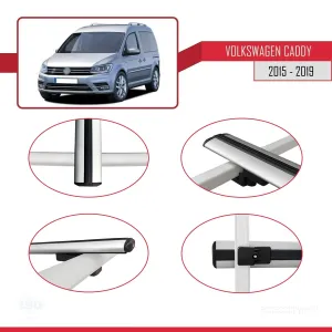 Volkswagen Caddy 2015-2019 Arası ile uyumlu Basic Model Ara Atkı Tavan Barı GRİ 3 ADET thumb 4