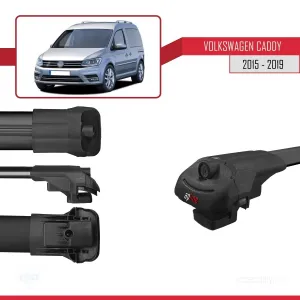 Volkswagen Caddy 2015-2019 Arası ile uyumlu ACE-1 Ara Atkı Tavan Barı SİYAH 4 ADET BAR thumb 5
