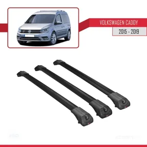 Volkswagen Caddy 2015-2019 Arası ile uyumlu ACE-1 Ara Atkı Tavan Barı SİYAH 3 ADET BAR thumb 3