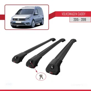 Volkswagen Caddy 2015-2019 Arası ile uyumlu ACE-1 Ara Atkı Tavan Barı SİYAH 3 ADET BAR thumb 4