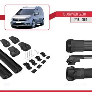 Volkswagen Caddy 2015-2019 Arası ile uyumlu ACE-1 Ara Atkı Tavan Barı SİYAH thumb 5