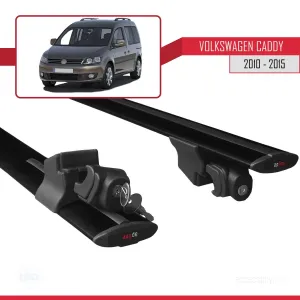 Volkswagen Caddy 2010-2015 Arası ile uyumlu HOOK Model Anahtar Kilitli Ara Atkı Tavan Barı SİYAH thumb 5