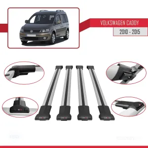 Volkswagen Caddy 2010-2015 Arası ile uyumlu FLY Model Ara Atkı Tavan Barı GRİ 4 ADET BAR thumb 5