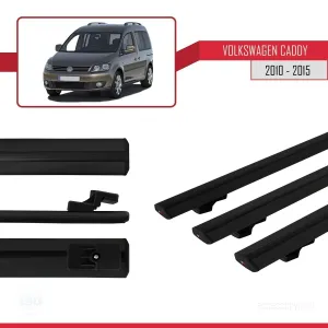 Volkswagen Caddy 2010-2015 Arası ile uyumlu Basic Model Ara Atkı Tavan Barı SİYAH 3 ADET thumb 3