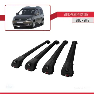 Volkswagen Caddy 2010-2015 Arası ile uyumlu ACE-1 Ara Atkı Tavan Barı SİYAH 4 ADET BAR thumb 4
