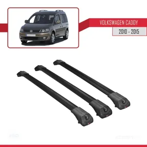 Volkswagen Caddy 2010-2015 Arası ile uyumlu ACE-1 Ara Atkı Tavan Barı SİYAH 3 ADET BAR thumb 3