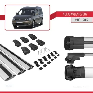 Volkswagen Caddy 2010-2015 Arası ile uyumlu ACE-1 Ara Atkı Tavan Barı GRİ 3 ADET BAR thumb 5