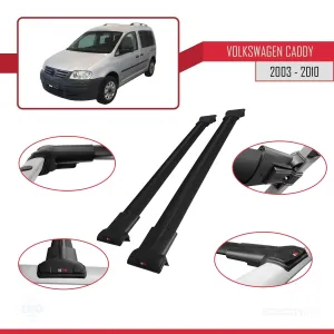 Volkswagen Caddy 2003-2010 Arası ile uyumlu FLY Model Ara Atkı Tavan Barı SİYAH thumb 5