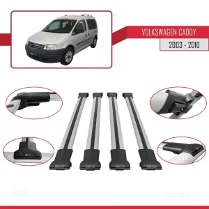 Volkswagen Caddy 2003-2010 Arası ile uyumlu FLY Model Ara Atkı Tavan Barı GRİ 4 ADET BAR thumb 5