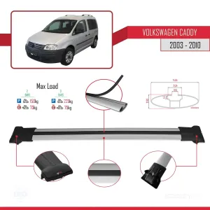Volkswagen Caddy 2003-2010 Arası ile uyumlu FLY Model Ara Atkı Tavan Barı GRİ thumb 4