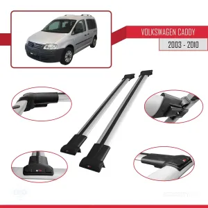 Volkswagen Caddy 2003-2010 Arası ile uyumlu FLY Model Ara Atkı Tavan Barı GRİ thumb 5