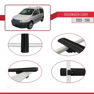 Volkswagen Caddy 2003-2010 Arası ile uyumlu Basic Model Ara Atkı Tavan Barı SİYAH 3 ADET thumb 4