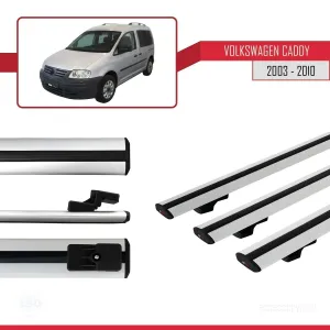 Volkswagen Caddy 2003-2010 Arası ile uyumlu Basic Model Ara Atkı Tavan Barı GRİ 3 ADET thumb 3