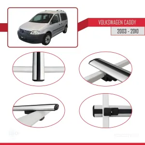 Volkswagen Caddy 2003-2010 Arası ile uyumlu Basic Model Ara Atkı Tavan Barı GRİ 3 ADET thumb 4