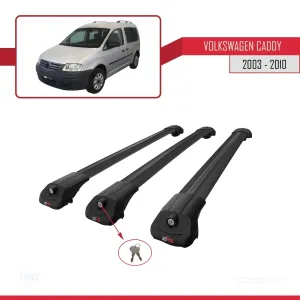 Volkswagen Caddy 2003-2010 Arası ile uyumlu ACE-1 Ara Atkı Tavan Barı SİYAH 3 ADET BAR thumb 4