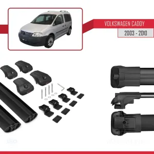 Volkswagen Caddy 2003-2010 Arası ile uyumlu ACE-1 Ara Atkı Tavan Barı SİYAH thumb 5