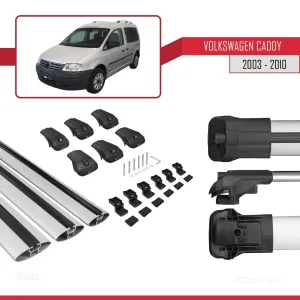 Volkswagen Caddy 2003-2010 Arası ile uyumlu ACE-1 Ara Atkı Tavan Barı GRİ 3 ADET BAR thumb 5