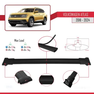 Volkswagen Atlas 2018 ve Sonrası ile Uyumlu FLY Model Ara Atkı Tavan Barı SİYAH 3 ADET BAR thumb 4